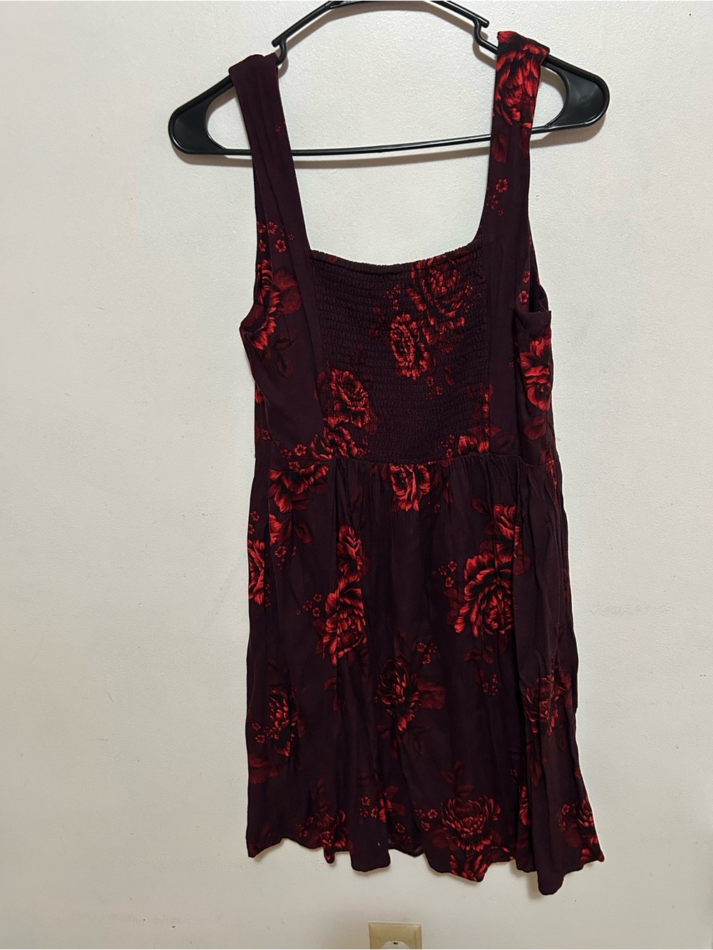 Old Navy Burgundy Floral Square-Neck Mini Dress - Picture 3 of 4